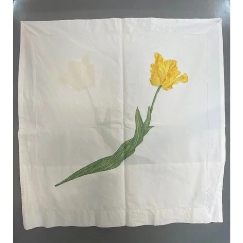 Yves Delorme AVRIL Yellow Parrot Tulip White Cotton Pillow Sham 28